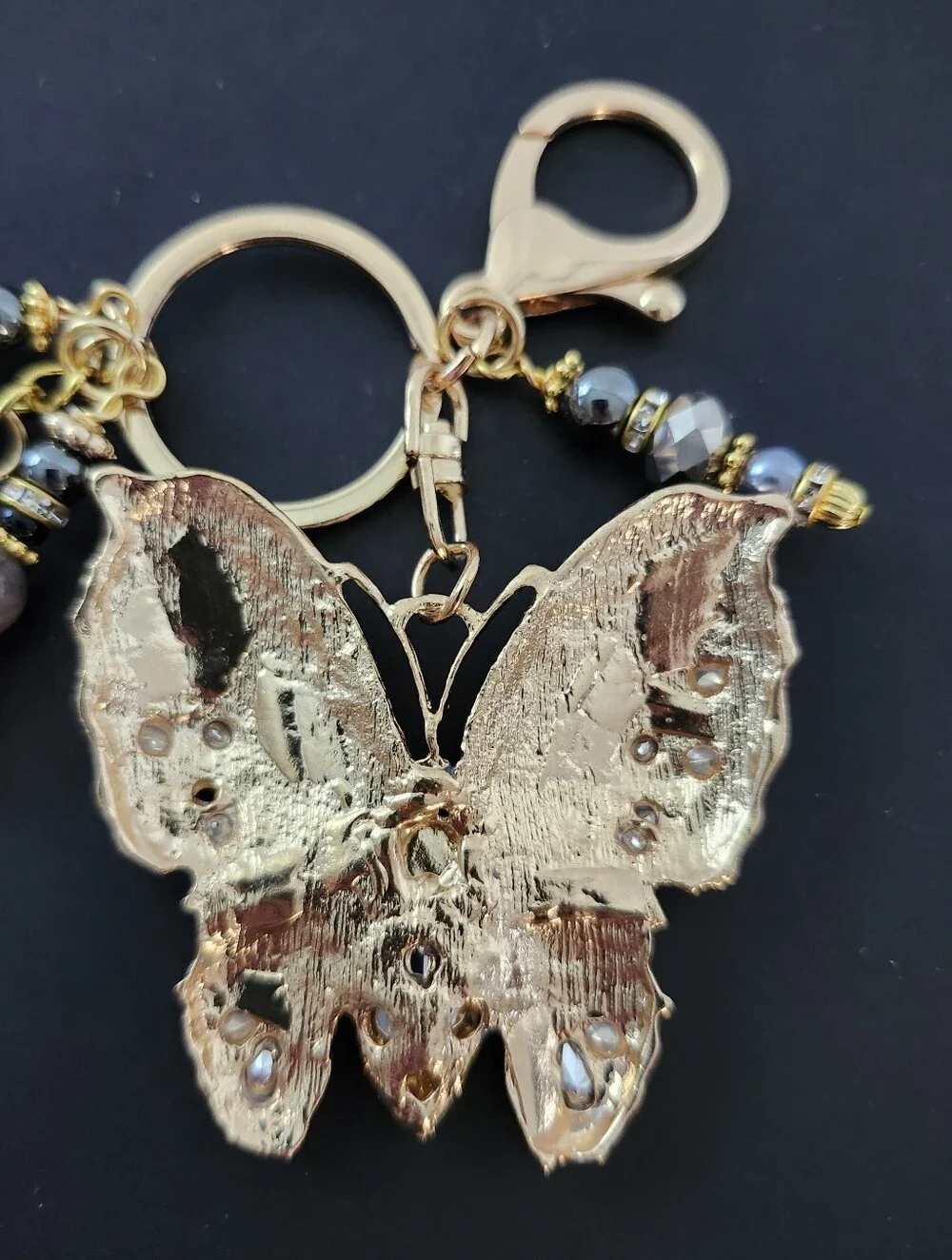 Gorgeous Butterfly Purse Charm or Keychain Howlite Jasper Handcrafted